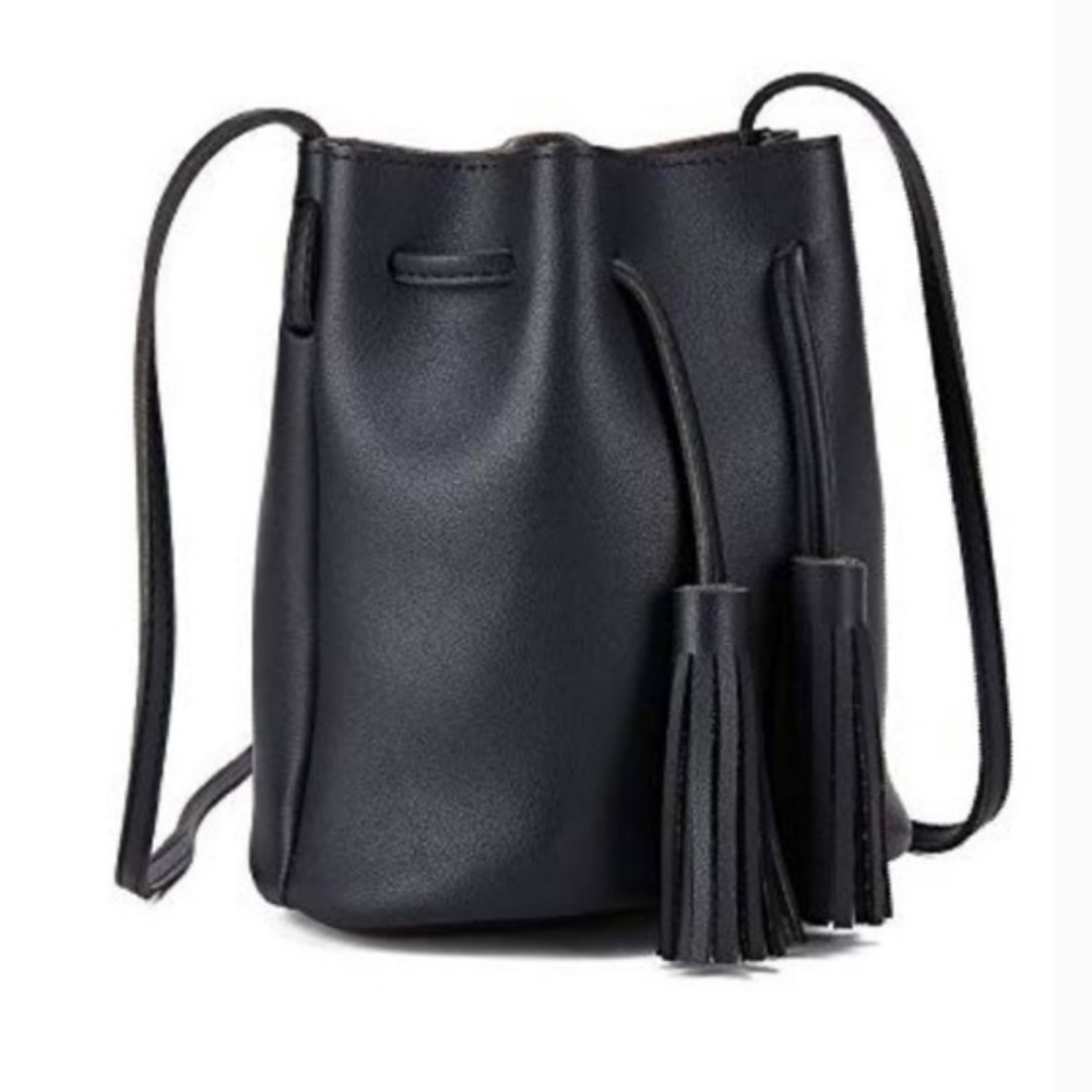 MINISO Women's Fringe Tassels Bucket Shoulder Bag